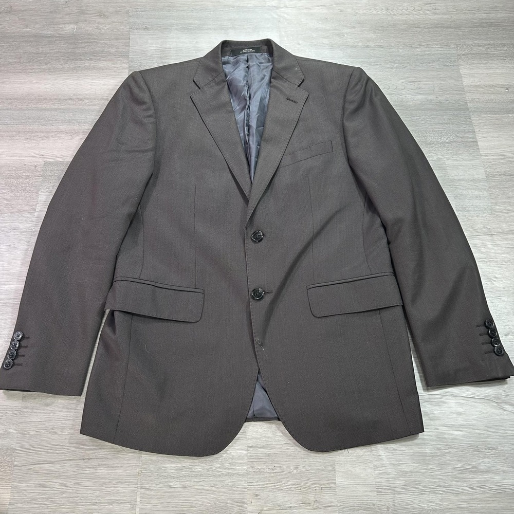Ermenegildo‎ Zegna Suit Jacket Mens 38 Short Brown Wool Silk Herringbone
